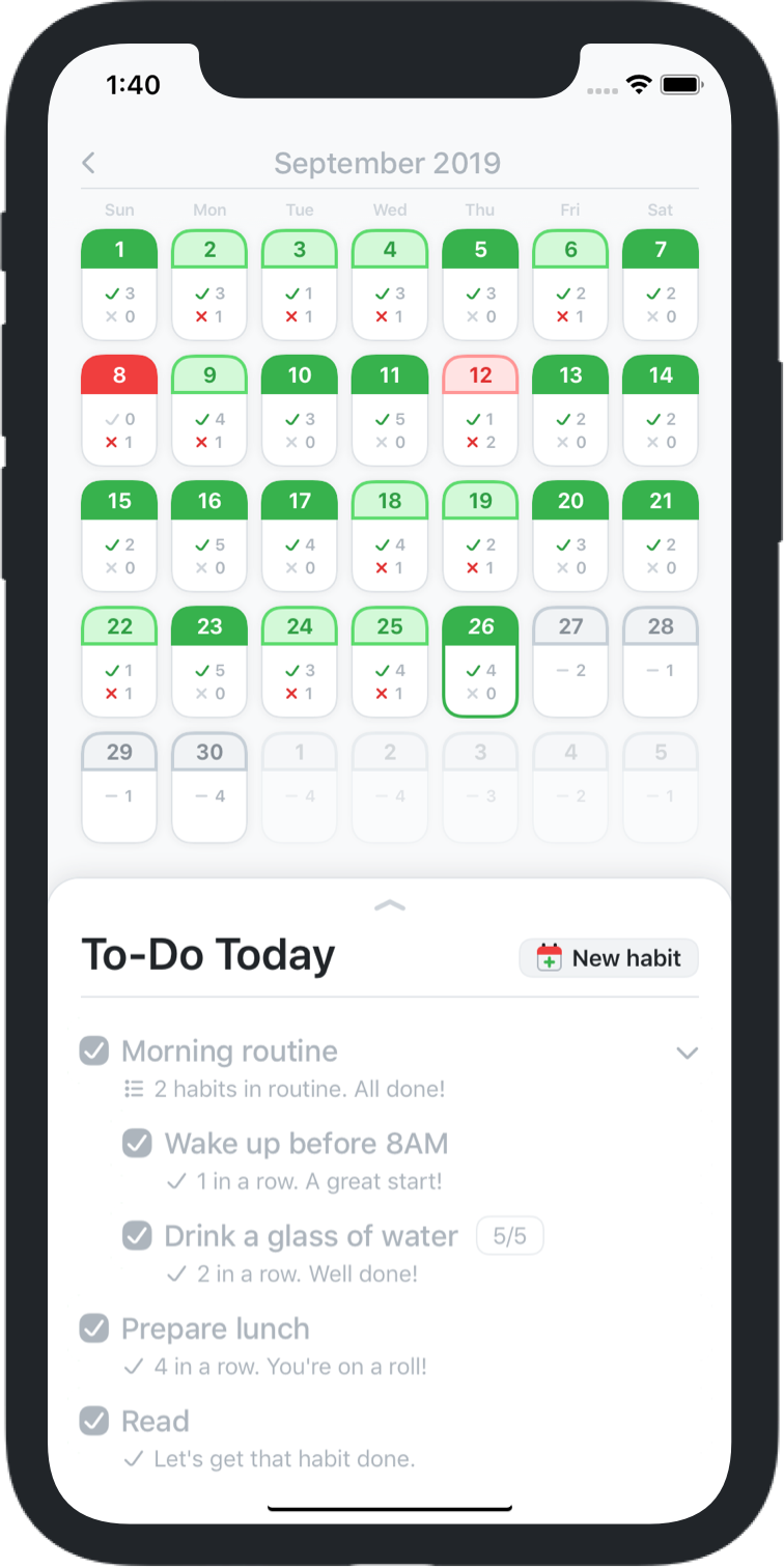 Habitual: Track habits, build routines and accomplish goals